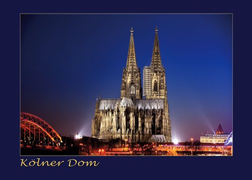 Postkarten Set Kölner Dom am Abend - 10 identische Karten (Dom von Köln auf Postkarte - Postkartenset Ansichtskarte) 14109 von Guido Jakobs