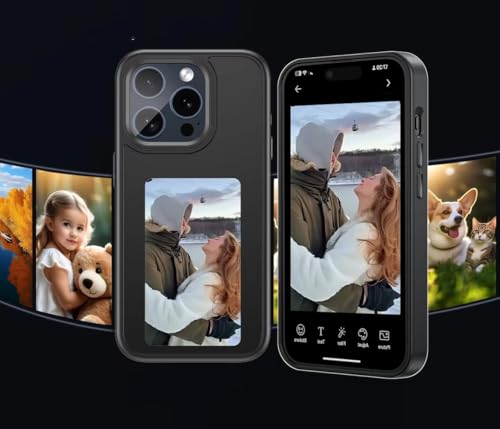 Smart Ink Phone Case für iPhone,2024 Upgrade(HD) AI Phone Case,Personalisierte Hülle,NFC Übertragung unterstützt DIY Bild/Foto/Textanzeige auf der Telefonhülle (Schwarz, für iPhone 13 pro max) von Guidre
