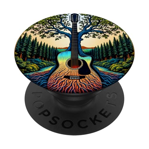 Akustikgitarre Baum des Lebens See & Wald Natur Gitarrist PopSockets Klebender PopGrip Akustikgitarre Baum des Lebens See & Wald Natur Gitarrist PopSockets Klebender PopGrip von Guitarist Nature Guitar Musician Apparel & Gifts