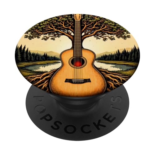 Akustikgitarre Baum des Lebens See & Wald Natur Gitarrist PopSockets Klebender PopGrip Akustikgitarre Baum des Lebens See & Wald Natur Gitarrist PopSockets Klebender PopGrip von Guitarist Nature Guitar Musician Apparel & Gifts