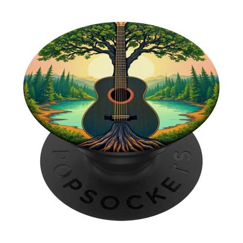 Akustikgitarre Baum des Lebens See & Wald Natur Gitarrist PopSockets Klebender PopGrip Akustikgitarre Baum des Lebens See & Wald Natur Gitarrist PopSockets Klebender PopGrip von Guitarist Nature Guitar Musician Apparel & Gifts