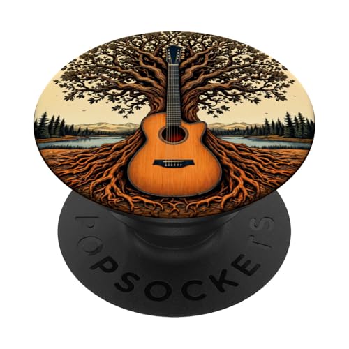Akustikgitarre Baum des Lebens See & Wald Natur Gitarrist PopSockets Klebender PopGrip Akustikgitarre Baum des Lebens See & Wald Natur Gitarrist PopSockets Klebender PopGrip von Guitarist Nature Guitar Musician Apparel & Gifts