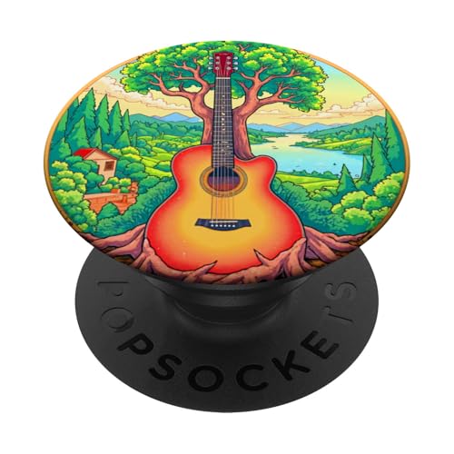 Akustikgitarre Baum des Lebens See & Wald Natur Gitarrist PopSockets Klebender PopGrip Akustikgitarre Baum des Lebens See & Wald Natur Gitarrist PopSockets Klebender PopGrip von Guitarist Nature Guitar Musician Apparel & Gifts