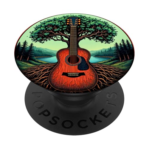 Akustikgitarre Baum des Lebens See & Wald Natur Gitarrist PopSockets Klebender PopGrip Akustikgitarre Baum des Lebens See & Wald Natur Gitarrist PopSockets Klebender PopGrip von Guitarist Nature Guitar Musician Apparel & Gifts