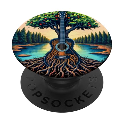 Akustikgitarre Baum des Lebens See & Wald Natur Gitarrist PopSockets Klebender PopGrip Akustikgitarre Baum des Lebens See & Wald Natur Gitarrist PopSockets Klebender PopGrip von Guitarist Nature Guitar Musician Apparel & Gifts