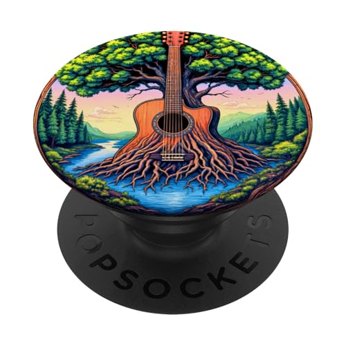 Akustikgitarre Baum des Lebens See & Wald Natur Gitarrist PopSockets Klebender PopGrip Akustikgitarre Baum des Lebens See & Wald Natur Gitarrist PopSockets Klebender PopGrip von Guitarist Nature Guitar Musician Apparel & Gifts