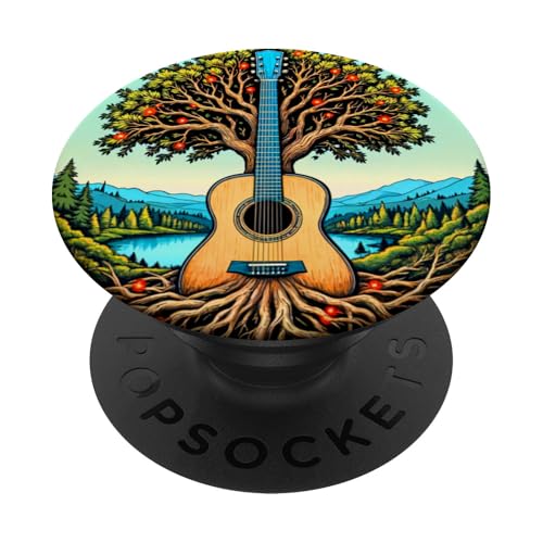 Akustikgitarre Baum des Lebens See & Wald Natur Gitarrist PopSockets Klebender PopGrip Akustikgitarre Baum des Lebens See & Wald Natur Gitarrist PopSockets Klebender PopGrip von Guitarist Nature Guitar Musician Apparel & Gifts