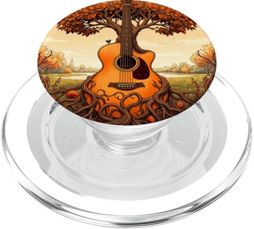 Akustikgitarre Baum des Lebens See & Wald Natur Gitarrist PopSockets PopGrip für MagSafe von Guitarist Nature Guitar Musician Apparel & Gifts