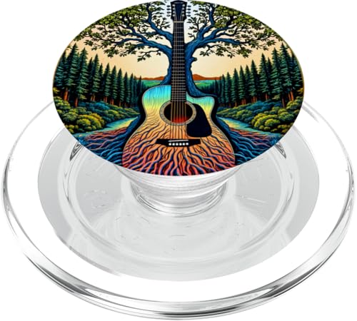 Akustikgitarre Baum des Lebens See & Wald Natur Gitarrist PopSockets PopGrip für MagSafe von Guitarist Nature Guitar Musician Apparel & Gifts