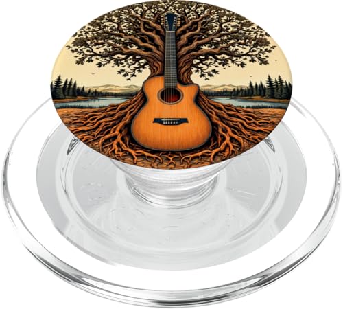 Akustikgitarre Baum des Lebens See & Wald Natur Gitarrist PopSockets PopGrip für MagSafe von Guitarist Nature Guitar Musician Apparel & Gifts