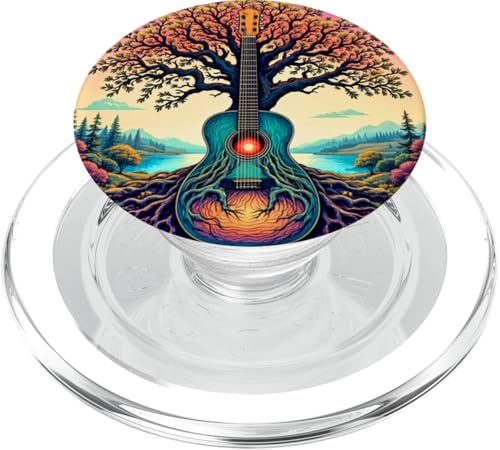 Akustikgitarre Baum des Lebens See & Wald Natur Gitarrist PopSockets PopGrip für MagSafe von Guitarist Nature Guitar Musician Apparel & Gifts