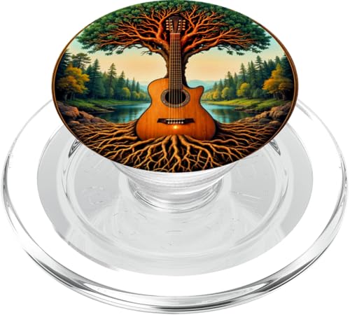 Akustikgitarre Baum des Lebens See & Wald Natur Gitarrist PopSockets PopGrip für MagSafe von Guitarist Nature Guitar Musician Apparel & Gifts