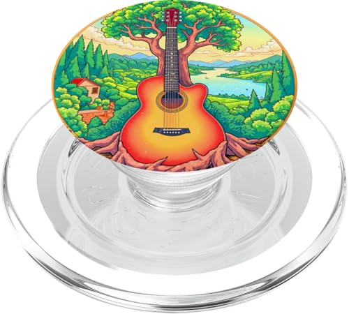 Akustikgitarre Baum des Lebens See & Wald Natur Gitarrist PopSockets PopGrip für MagSafe von Guitarist Nature Guitar Musician Apparel & Gifts