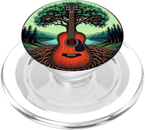 Akustikgitarre Baum des Lebens See & Wald Natur Gitarrist PopSockets PopGrip für MagSafe von Guitarist Nature Guitar Musician Apparel & Gifts