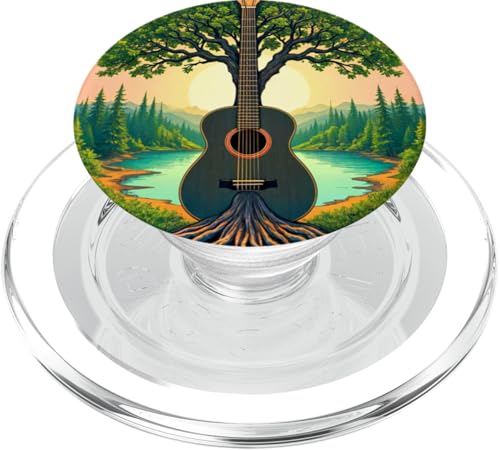 Akustikgitarre Baum des Lebens See & Wald Natur Gitarrist PopSockets PopGrip für MagSafe von Guitarist Nature Guitar Musician Apparel & Gifts