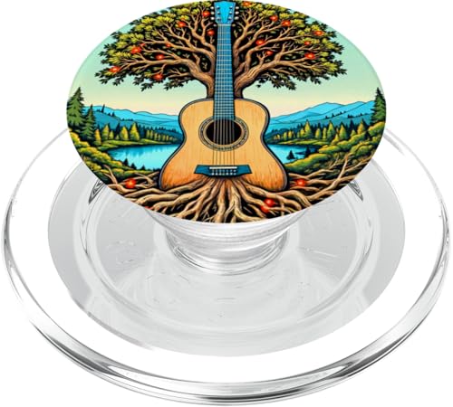 Akustikgitarre Baum des Lebens See & Wald Natur Gitarrist PopSockets PopGrip für MagSafe von Guitarist Nature Guitar Musician Apparel & Gifts