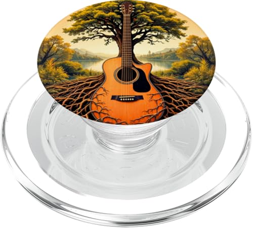 Akustikgitarre Baum des Lebens See & Wald Natur Gitarrist PopSockets PopGrip für MagSafe von Guitarist Nature Guitar Musician Apparel & Gifts