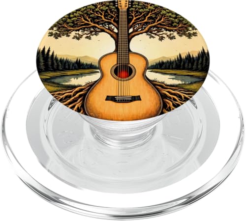 Akustikgitarre Baum des Lebens See & Wald Natur Gitarrist PopSockets PopGrip für MagSafe von Guitarist Nature Guitar Musician Apparel & Gifts