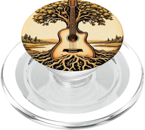 Akustikgitarre Baum des Lebens See & Wald Natur Gitarrist PopSockets PopGrip für MagSafe von Guitarist Nature Guitar Musician Apparel & Gifts