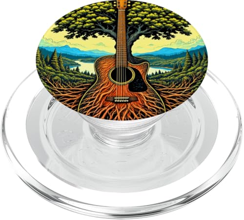 Akustikgitarre Baum des Lebens See & Wald Natur Gitarrist PopSockets PopGrip für MagSafe von Guitarist Nature Guitar Musician Apparel & Gifts