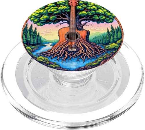 Akustikgitarre Baum des Lebens See & Wald Natur Gitarrist PopSockets PopGrip für MagSafe von Guitarist Nature Guitar Musician Apparel & Gifts