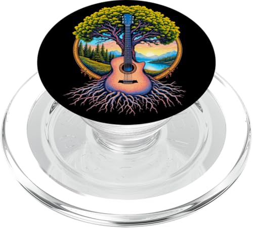 Akustikgitarre Baum des Lebens See & Wald Natur Gitarrist PopSockets PopGrip für MagSafe von Guitarist Nature Guitar Musician Apparel & Gifts