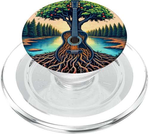 Akustikgitarre Baum des Lebens See & Wald Natur Gitarrist PopSockets PopGrip für MagSafe von Guitarist Nature Guitar Musician Apparel & Gifts