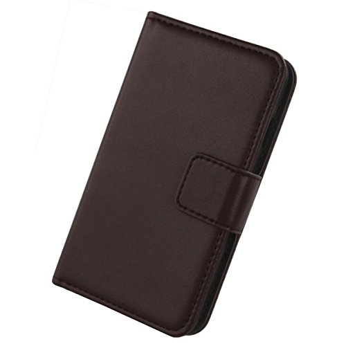 Gukas Design Echt Leder Tasche Für ARCHOS 55 Platinum 5.5" Hülle Handy Flip Brieftasche mit Kartenfächer Schutz Protektiv Genuine Premium Case Cover Etui Skin Shell (Dark Braun) von Gukas
