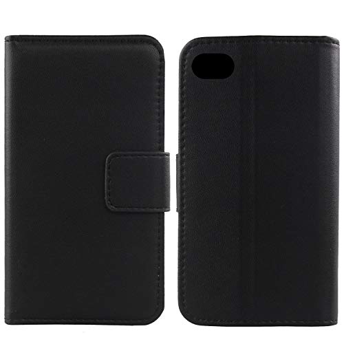 Gukas Design Echt Leder Tasche Für BlackBerry Motion Hülle Lederhülle Handyhülle Handy Flip Brieftasche mit Kartenfächer Schutz Protektiv Genuine Premium Case Cover Etui Skin (Schwarz) von Gukas