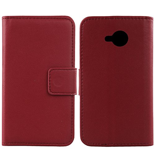 Gukas Design Echt Leder Tasche Für HTC U11 Life Hülle Lederhülle Handyhülle Handy Flip Brieftasche mit Kartenfächer Schutz Protektiv Genuine Premium Case Cover Etui Skin (Dark Rot) von Gukas