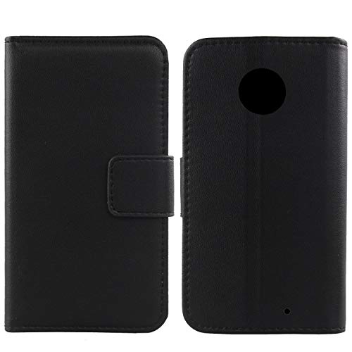 Gukas Design Echt Leder Tasche Für Motorola Moto X4 Hülle Lederhülle Handyhülle Handy Flip Brieftasche mit Kartenfächer Schutz Protektiv Genuine Premium Case Cover Etui Skin (Schwarz) von Gukas