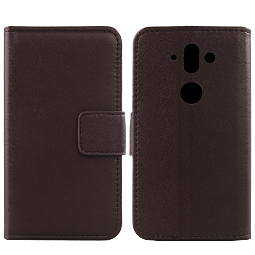 Gukas Design Echt Leder Tasche Für Nokia 8 Sirocco Hülle Lederhülle Handyhülle Handy Flip Brieftasche mit Kartenfächer Schutz Protektiv Genuine Premium Case Cover Etui Skin (Dark Braun) von Gukas