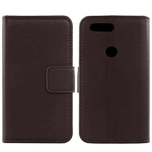 Gukas Design Echt Leder Tasche Für Oneplus 5T A5010 6" Hülle Lederhülle Handyhülle Handy Flip Brieftasche mit Kartenfächer Schutz Protektiv Genuine Premium Case Cover Etui Skin (Dark Braun) von Gukas