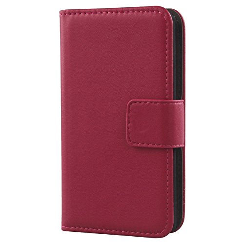 Gukas Design Echt Leder Tasche Für Vodafone Smart 4 Max Hülle Handy Flip Brieftasche mit Kartenfächer Schutz Protektiv Genuine Premium Case Cover Etui Skin Shell (Rosa) von Gukas