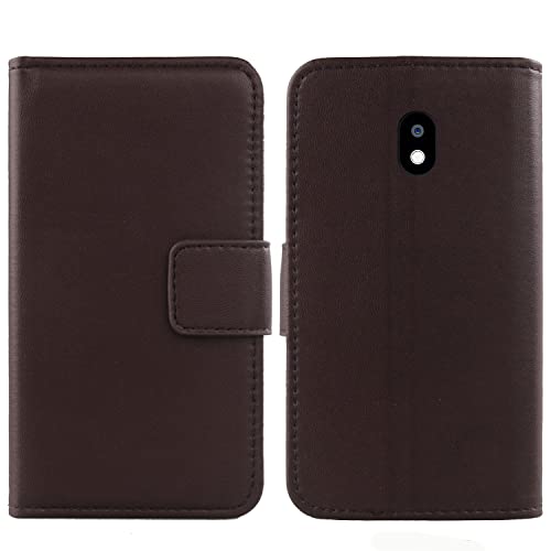 Gukas Echt Leder Tasche Für Cat S42 / S42 H+ 5.5" TPU Silikon Hülle Handy Flip Lederhülle Handyhülle Brieftasche Kartenfächer Schutz Premium Case Cover Etui (Dark Braun) von Gukas