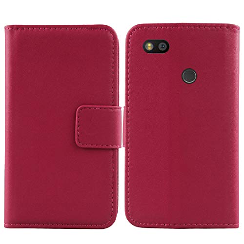 Gukas Echt Leder Tasche Für Fairphone 3/3+ / 3 Plus 5.65" Hülle Handy Flip Lederhülle Handyhülle Brieftasche Kartenfächer Schutz Premium Case Cover Etui (Rosa) von Gukas