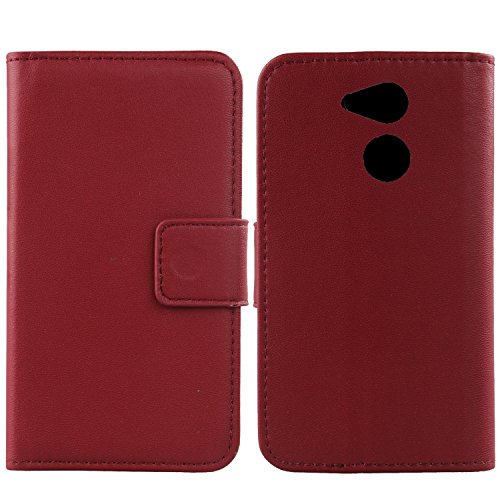 Gukas Echt Leder Tasche Für Huawei V9 Play/Honor 6C Pro 5.2" Hülle Lederhülle Handyhülle Handy Flip Schutz Case Cover Etui Skin (Dark Rot) von Gukas