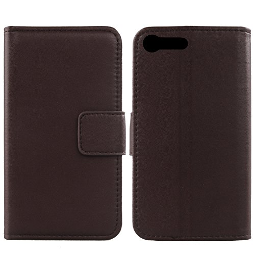 Gukas Echt Leder Tasche Für Sony Xperia X Compact F5321 Hülle Lederhülle Flip Genuine Premium Case Cover (Dark Braun) von Gukas