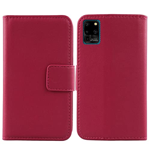 Gukas Echt Leder Tasche Für Vfone F50 5.5" Hülle Handy Flip Lederhülle Handyhülle Brieftasche Kartenfächer Schutz Premium Case Cover Etui (Rosa) von Gukas