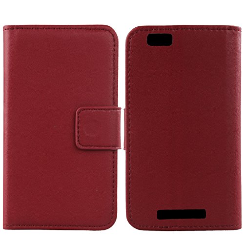 Gukas Echt Leder Tasche Für ZTE Blade V6 Max/Blade A610 5" / Blade A612 Hülle Lederhülle Handyhülle Handy Flip Wallet Schutz Genuine Case Cover Etui (Dark Rot) von Gukas