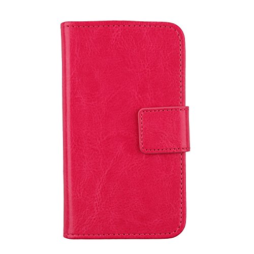 Gukas Flip PU Leder Tasche Hülle Für Medion Life E4503 MD 99232 4.5" Handy Skin Brieftasche mit Karten Slots Schutz Protektiv Case Cover Etui (Farbe: Rosa) von Gukas