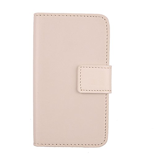 Gukas Leder Tasche Für Mobistel Cynus E5 4.5" Flip PU Hülle Wallet Design Case Cover SchutzHülle Handy Etui Skin (Farbe: Weiss) von Gukas