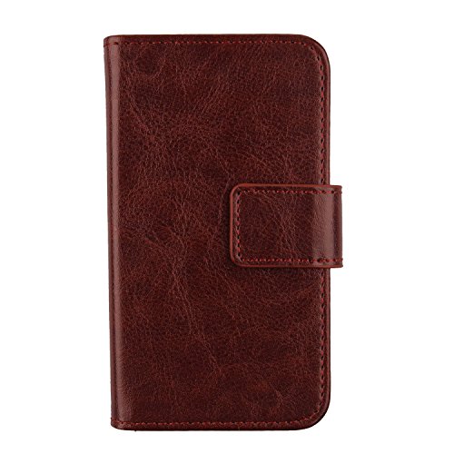 Gukas Leder Tasche Für Mobistel Cynus F8 Flip PU Hülle Wallet mit Karten Slots Design Case Cover SchutzHülle Handy Etui Skin (Farbe: Braun) von Gukas