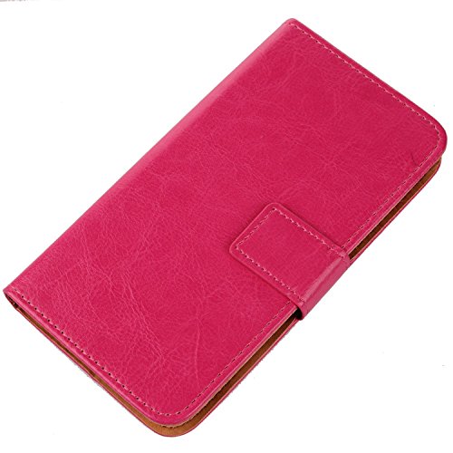 Gukas PU Leder Tasche Hülle Cover Handyhülle Für Wiko View Go 5.7" Handy Flip Design Brieftasche mit Karten Slots Lederhülle Schutzhülle Schutz Protektiv Case Etui Skin (Farbe: Rosa) von Gukas