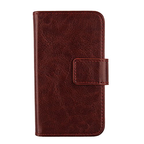 Gukas PU Leder Tasche Hülle Für Alcatel One Touch Pop Star 5070D 4G 5" Handy Flip Design Brieftasche mit Karten Slots Schutz Protektiv Case Cover Etui Skin (Farbe: Braun) von Gukas