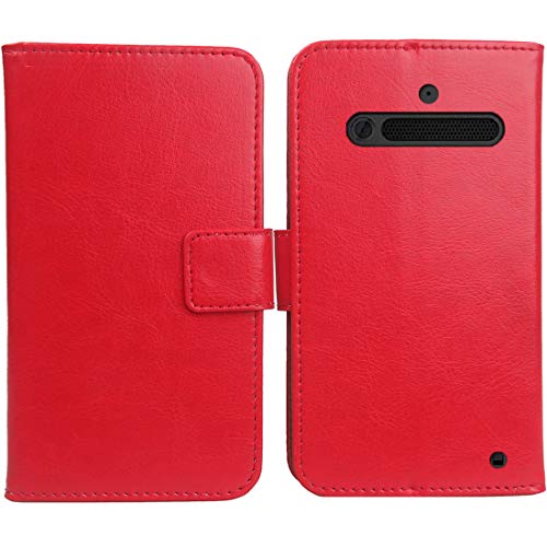 Gukas PU Leder Tasche Hülle Für Cat B35 2.4" Handy Flip Lederhülle Handyhülle Brieftasche Schutz Case Cover Etui (Rot) von Gukas