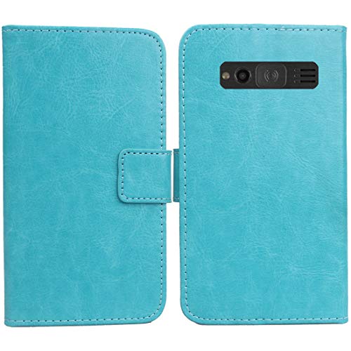 Gukas PU Leder Tasche Hülle Für Doro 1370/1372 2.4" Handy Flip Lederhülle Handyhülle Brieftasche Schutz Case Cover Etui (Blau) von Gukas