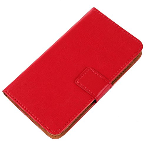 Gukas PU Leder Tasche Hülle Für LG K8 2018 / LG K9 / LV3 Handy Flip Design Brieftasche mit Karten Slots Schutz Protektiv Case Cover Etui Skin (Farbe: Rot) von Gukas
