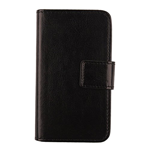 Gukas PU Leder Tasche Hülle Für Leagoo Kiicaa Power 5" Handy Flip Design Brieftasche mit Karten Slots Schutz Protektiv Case Cover Etui Skin (Farbe: Schwarz) von Gukas