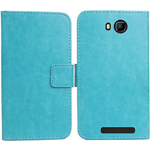 Gukas PU Leder Tasche Hülle Für Logicom Le Fizz/Le Wave 4" Handy Flip Lederhülle Handyhülle Brieftasche Schutz Case Cover Etui (Blau) von Gukas